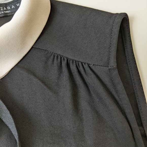 Zara Woman Black Sleeveless Tie Neck Top - Picture 6 of 9